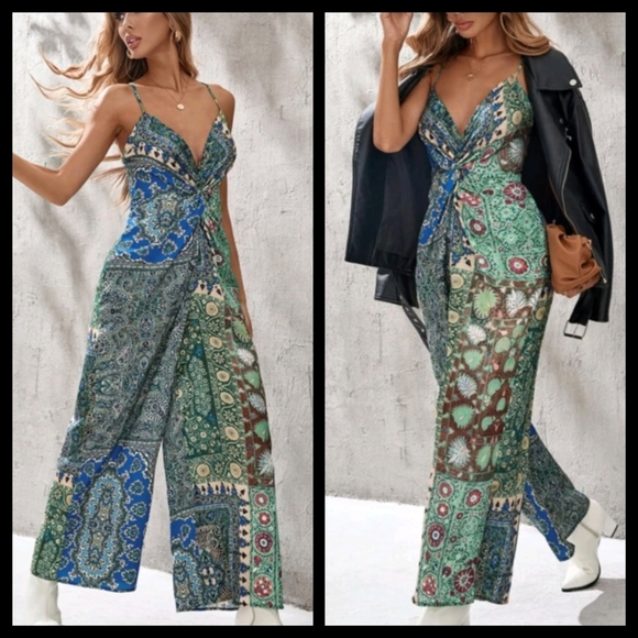 Boho Paisley Cami Jumpsuit S, M, L NWOT - Picture 2 of 7